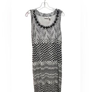 Chico's Black & White Geometric Sleeveless Maxi Dress